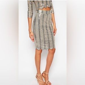 sequin mesh midi pencil skirt (Asos)
